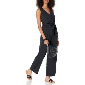 Women's "The Drop "Sleeveless Black Wrap‎ Jumpsuit Wide Leg Size L-NWT